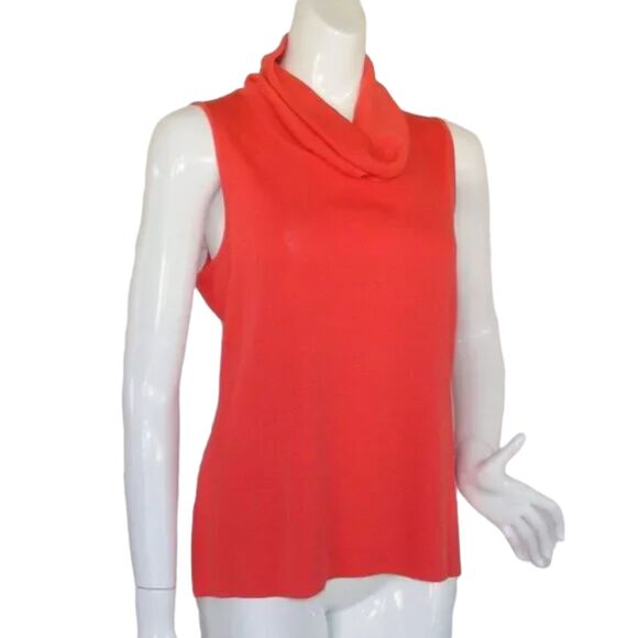 MISOOK Top, L, Sleeveless, Cowl neck, Acrylic, Exclusively Red orange - Picture 2 of 8